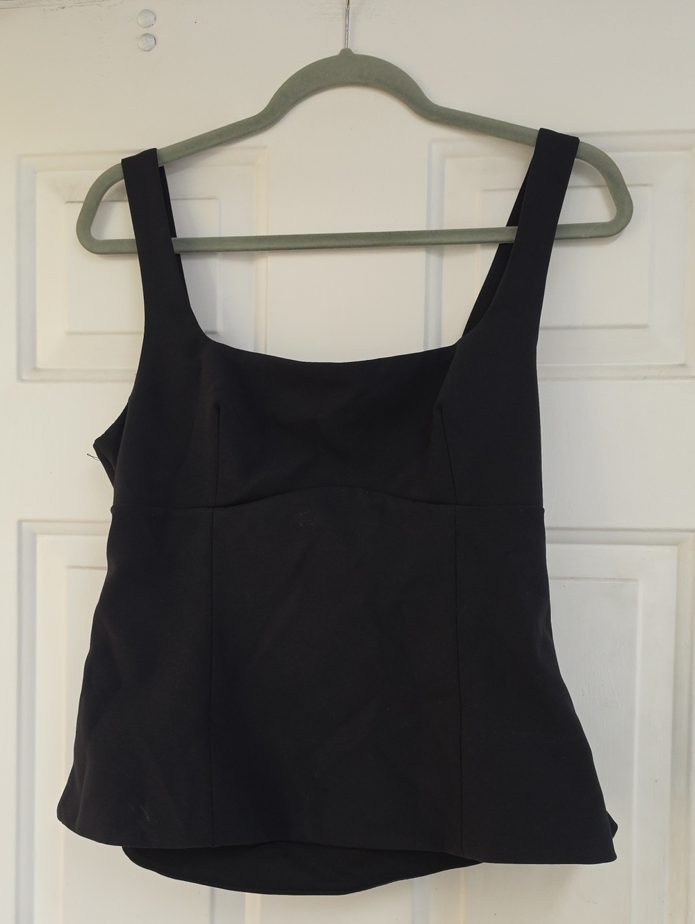Zara black square-neck structured sleeveless top